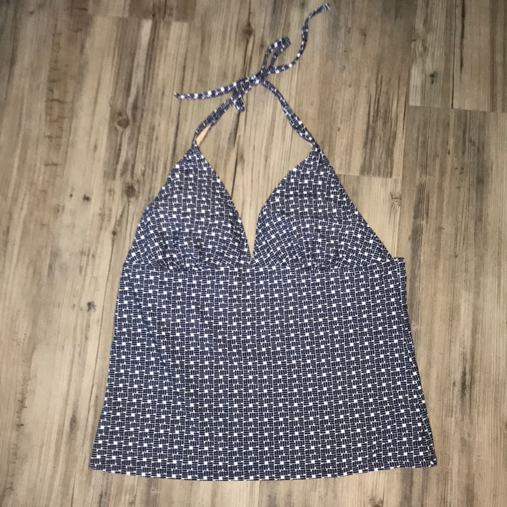 Navy Blue & White Tankini Top